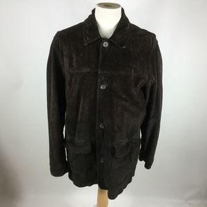 MENS LL BEAN  BROWN LEATHER BARN COAT JACKET XL T